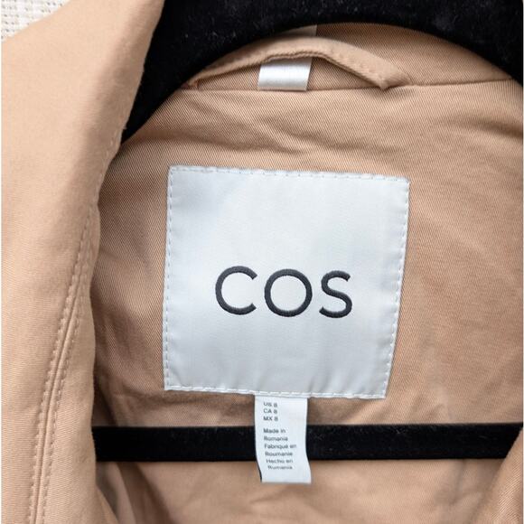 COS Beige Classic Timeless Cotton Belted Button Trench Coat, size 8 - Picture 3 of 11